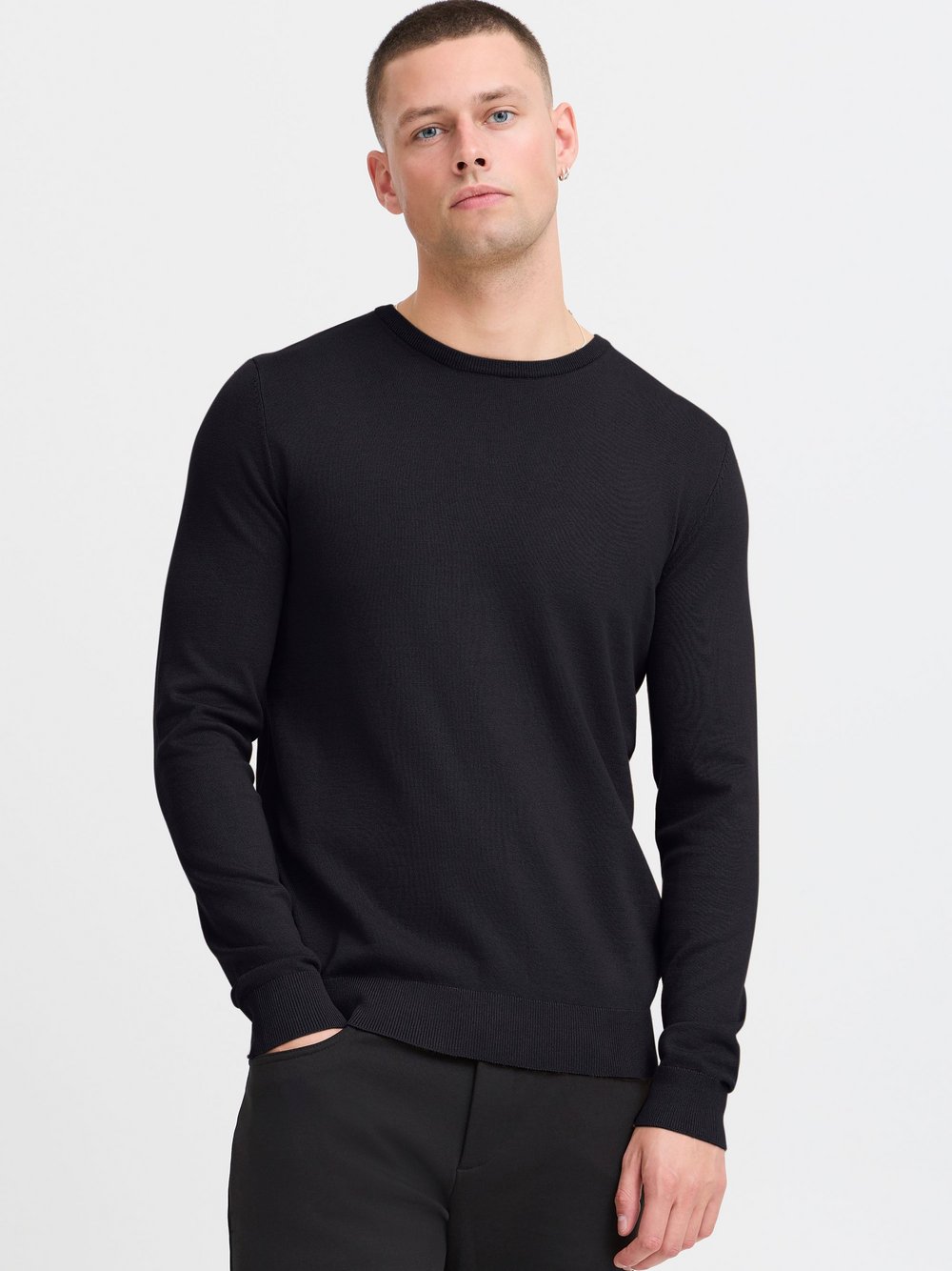 BLEND Strickpullover Herren Viskose schwarz, L