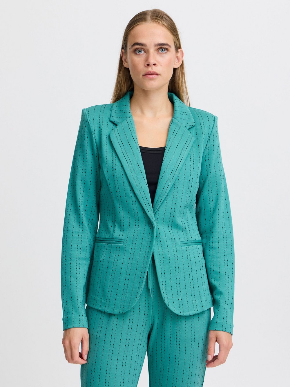 Ichi Kurzblazer Damen Viskose blau gestreift, L