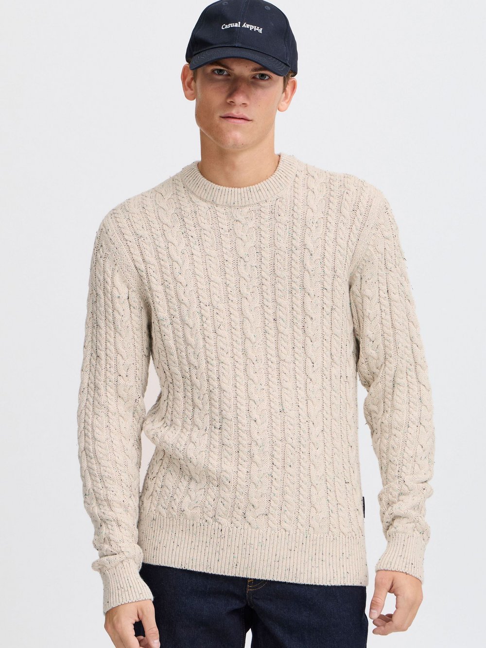 CASUAL FRIDAY Strickpullover Herren Baumwolle beige gemustert, L