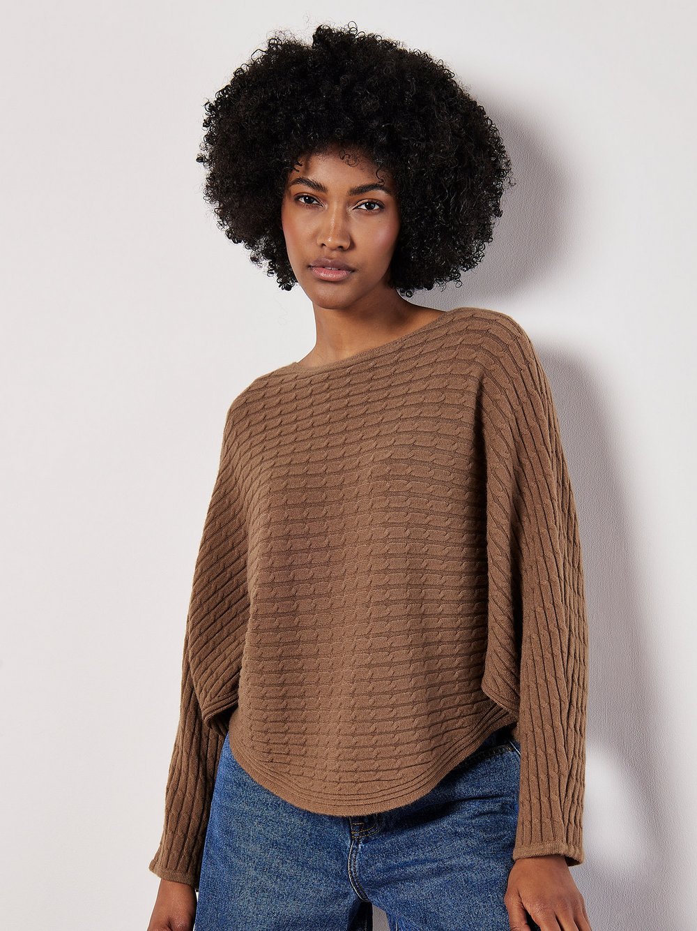 Apricot Pullover Damen Viskose braun strukturiert, S