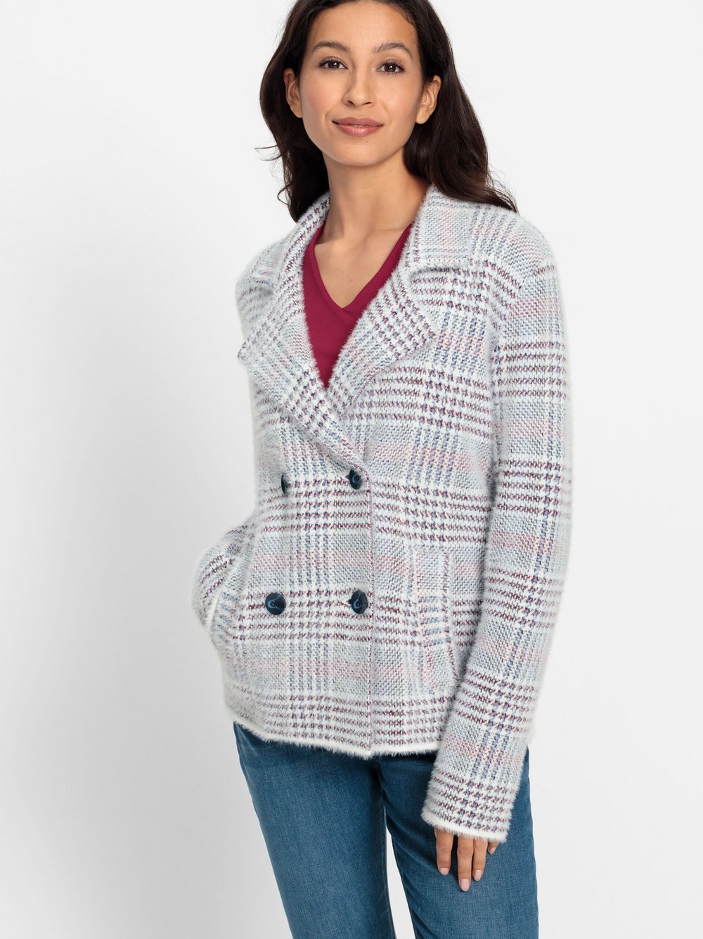 Olsen Cardigan Damen grau kariert, 46