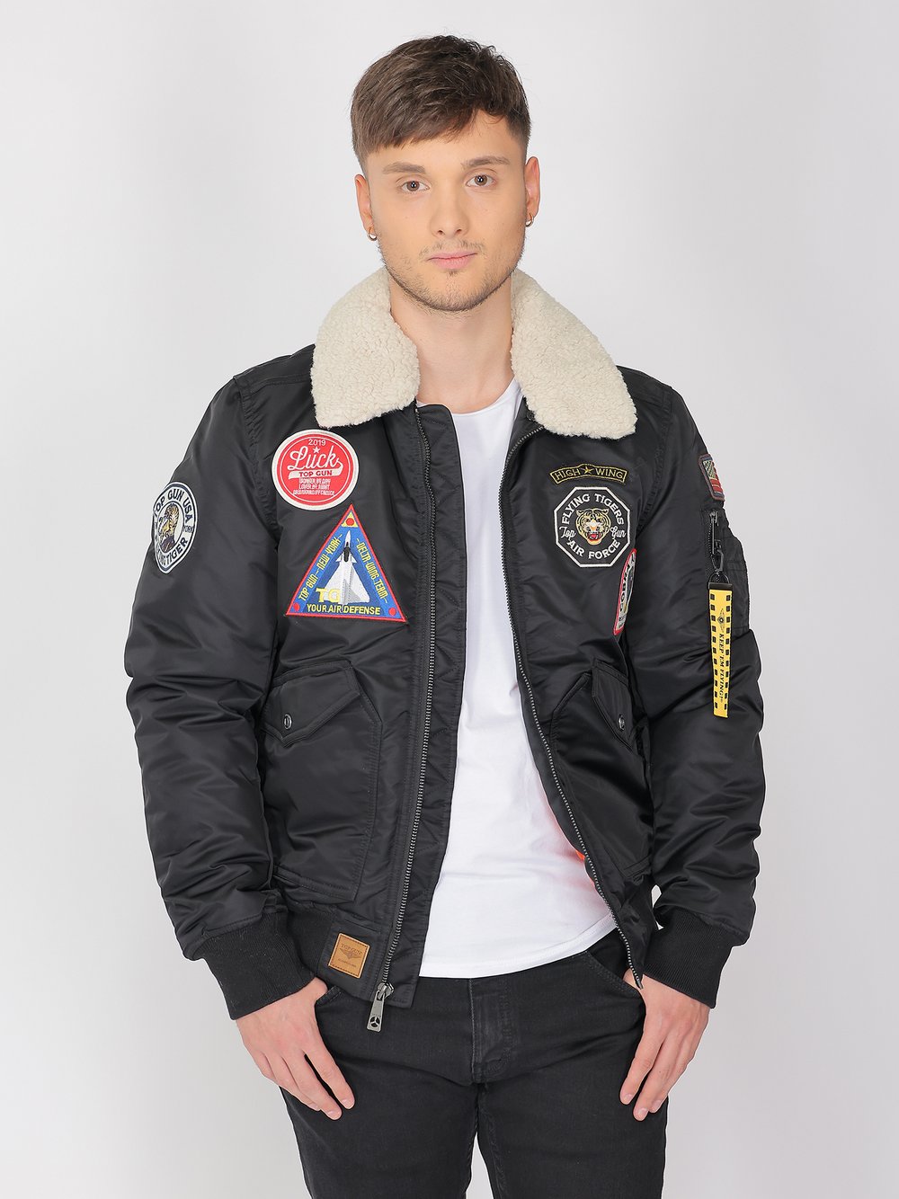 Topgun Bomberjacke Herren Polyamid schwarz bedruckt, XXL