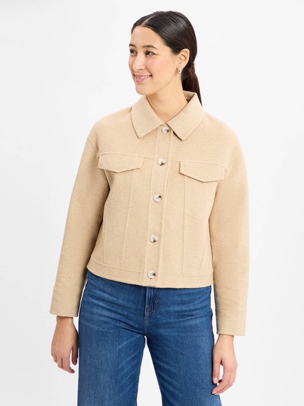 Opus Wolljacke Damen Wolle beige, 42