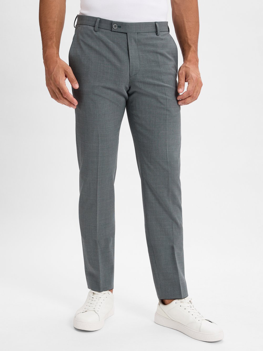 Finshley & Harding Baukasten-Anzughose mit Schurwoll-Anteil Herren Modern Fit Schurwolle grün kariert, 56
