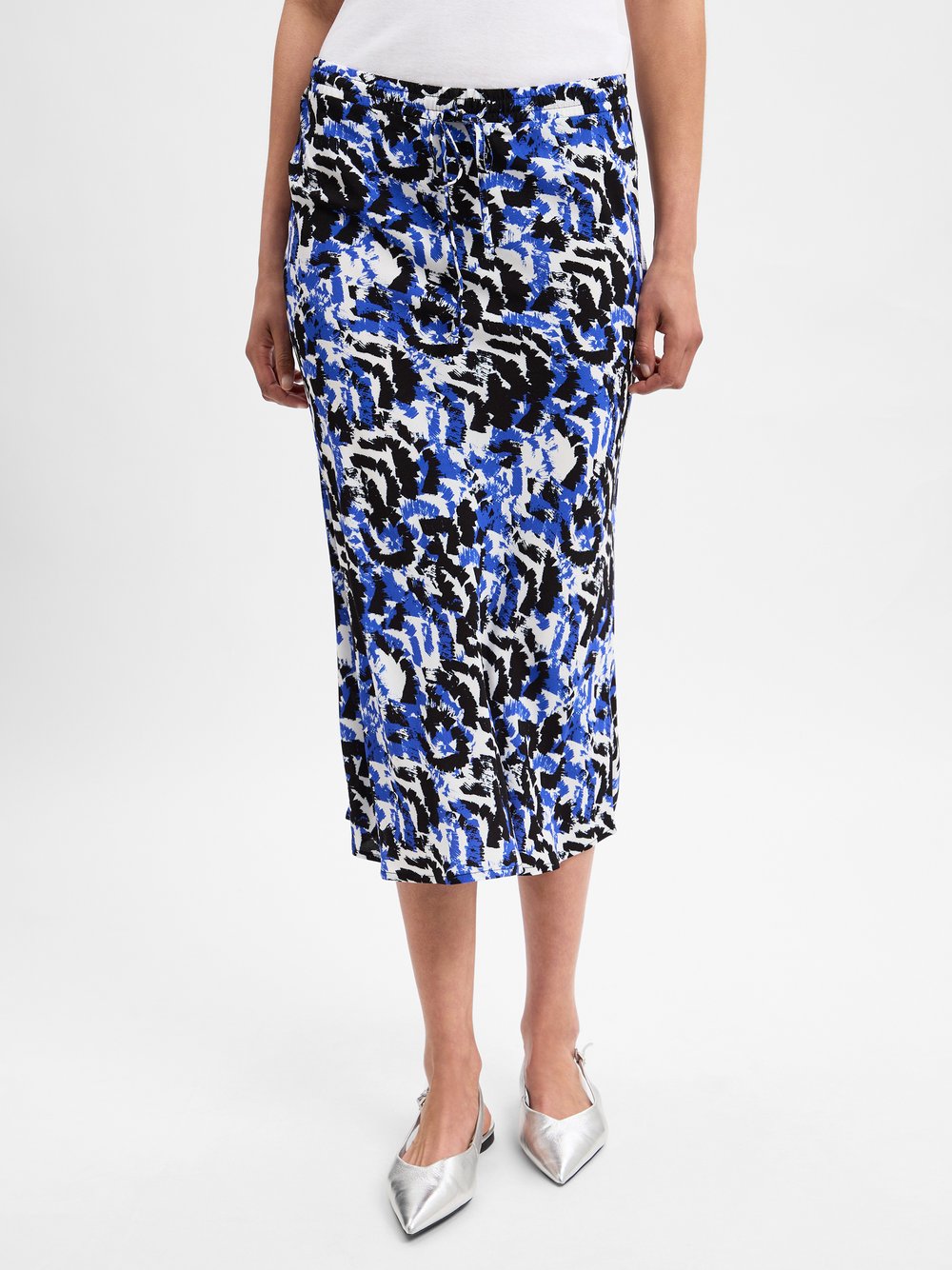 Marie Lund Sommerrock Damen Viskose blau gemustert, 42