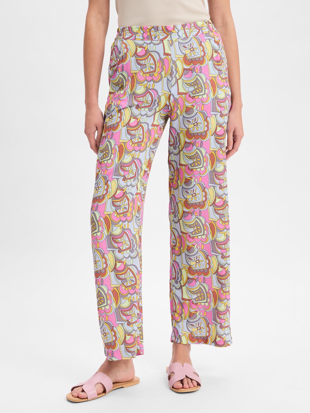 Marie Lund Sommerhose Damen Viskose rosa gemustert, 40