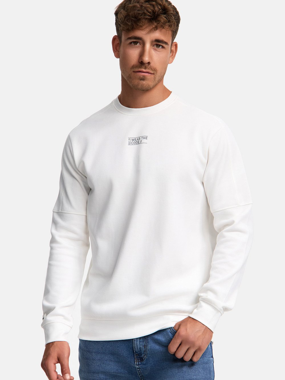 Indicode Sweatshirt Herren Baumwolle weiß, M