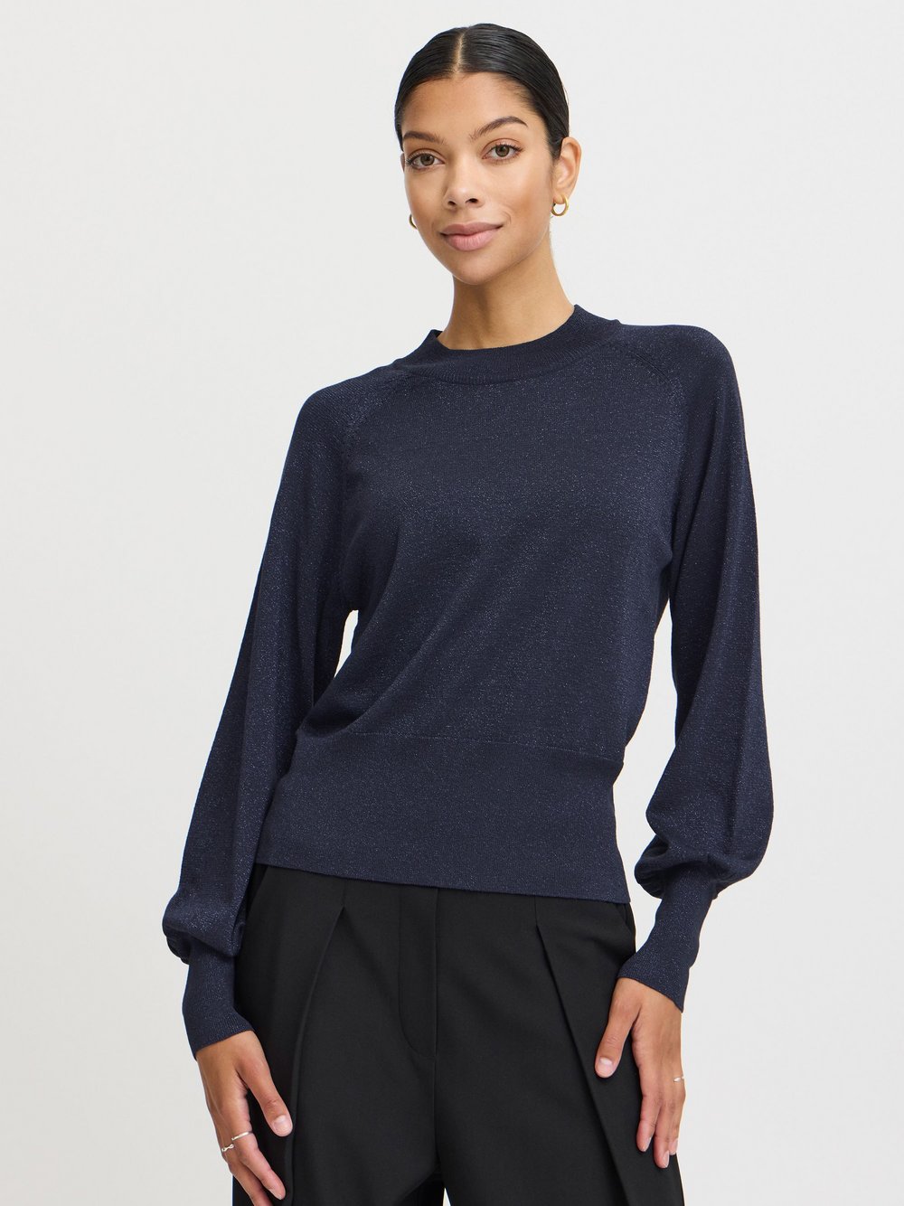 B.Young Strickpullover Damen Viskose blau gemustert, M