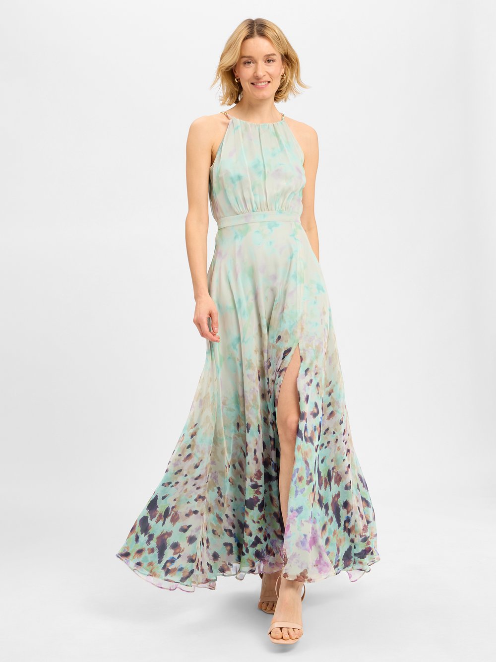 Swing Abendkleid Damen grün gemustert, 34