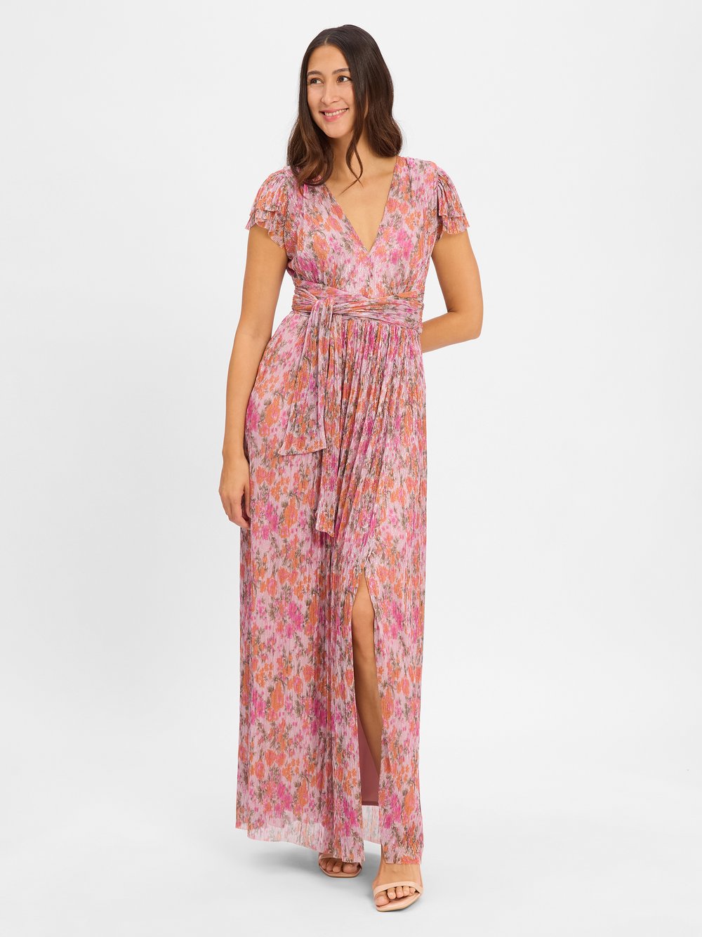 Swing Abendkleid Damen rosa gemustert, 40