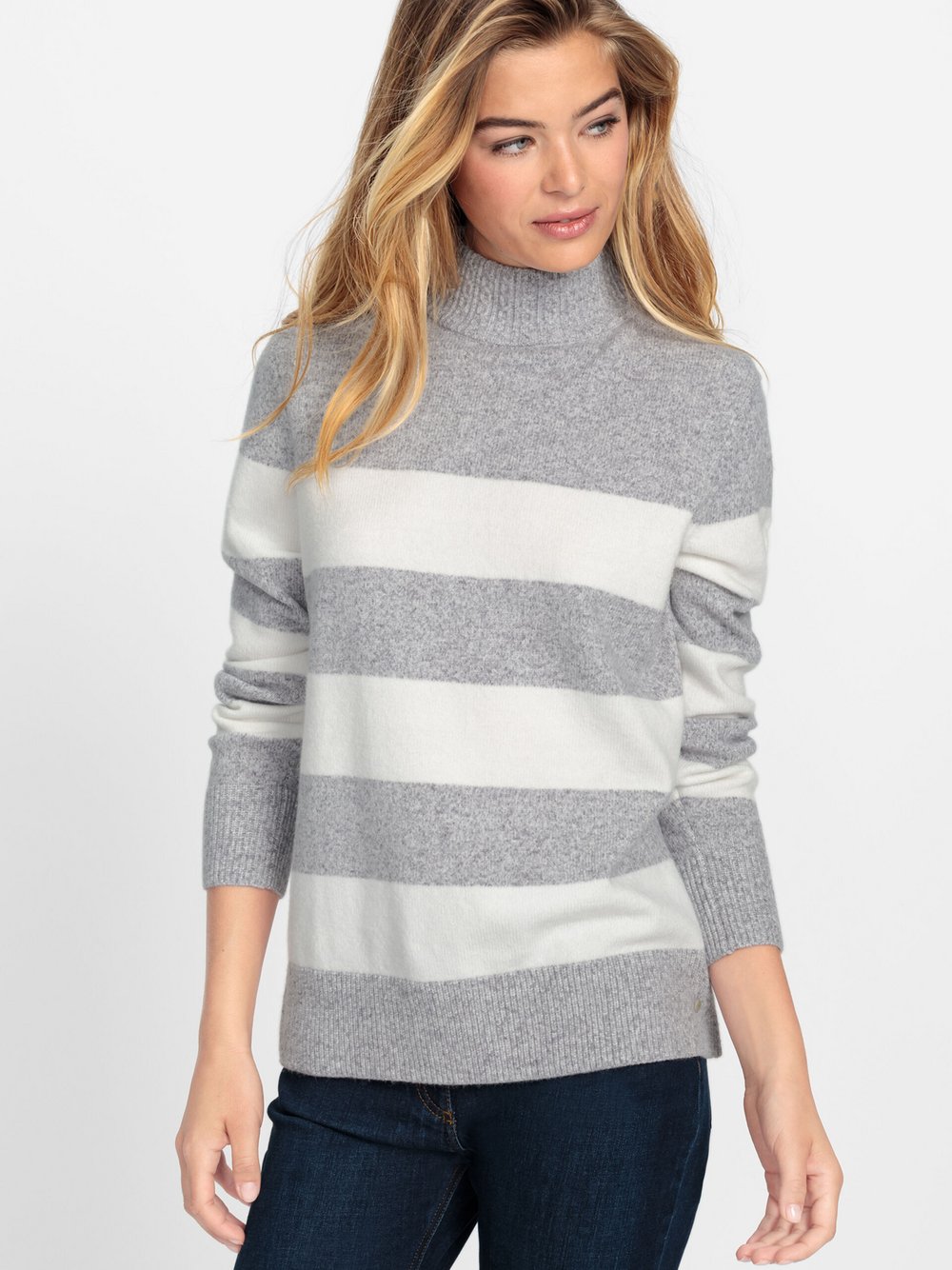 Olsen Pullover Damen grau gestreift, 48