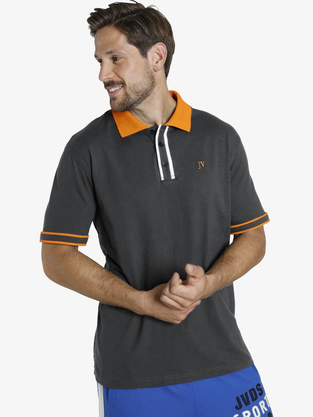 Jan Vanderstorm Poloshirt Herren Baumwolle grau, 7XL