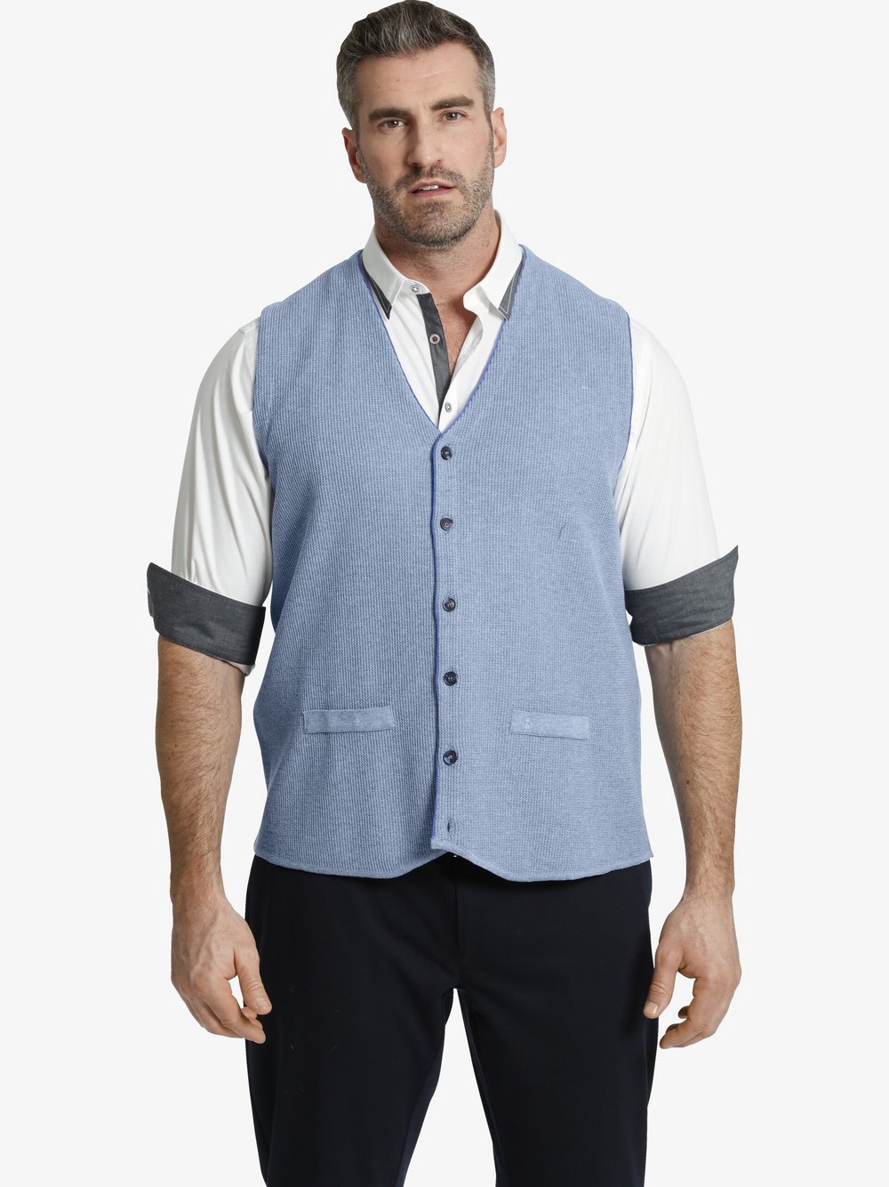 Charles Colby Strickweste Herren Baumwolle blau, XXXXL