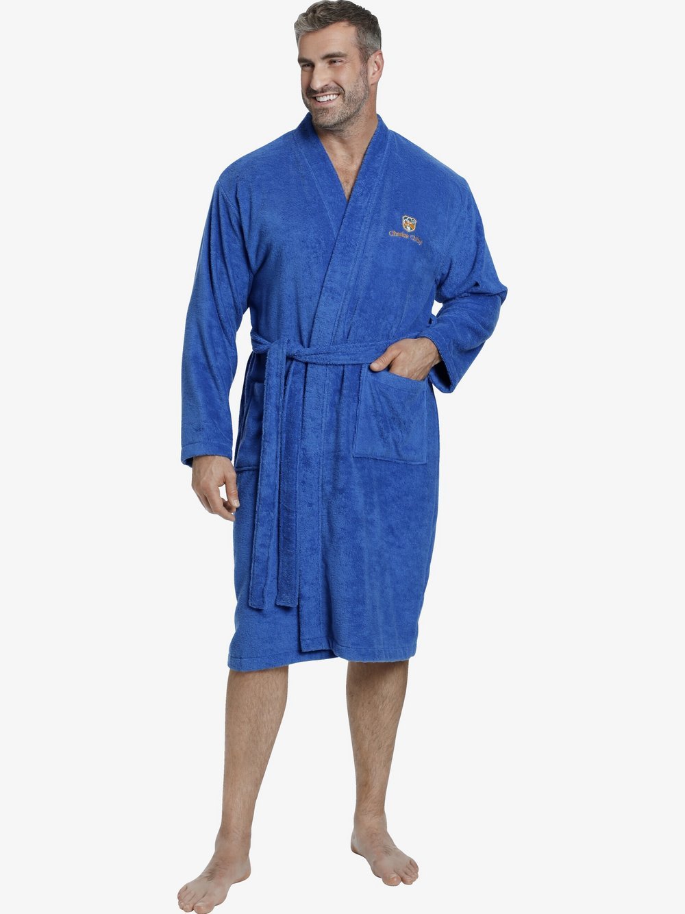 Charles Colby Bademantel Herren Baumwolle blau, XXXXL