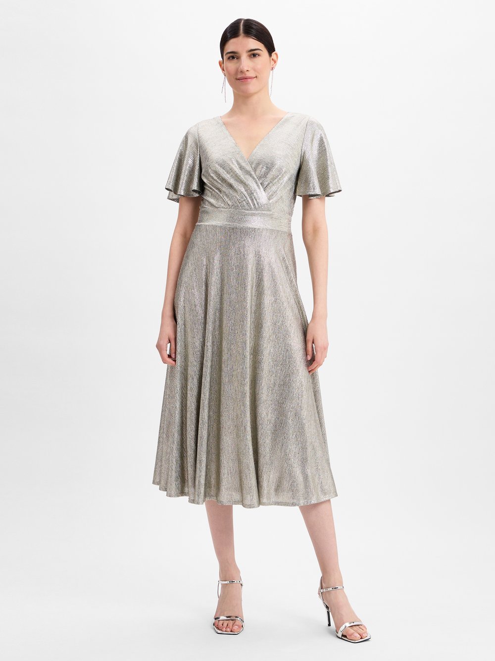 Ambiance Abendkleid Damen silber strukturiert, 40