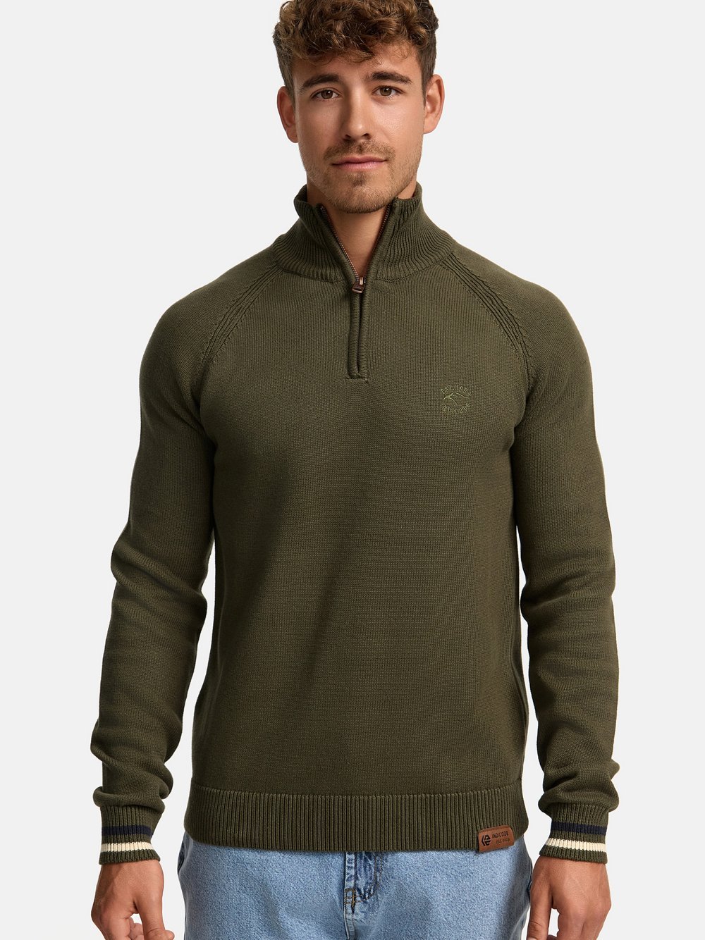 Indicode Strickpullover Herren Baumwolle grün, S