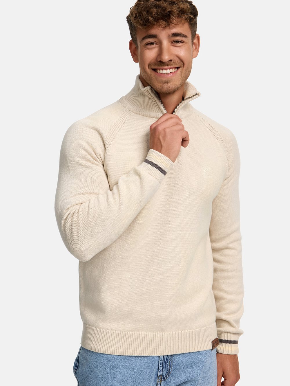 Indicode Strickpullover Herren Baumwolle beige, S