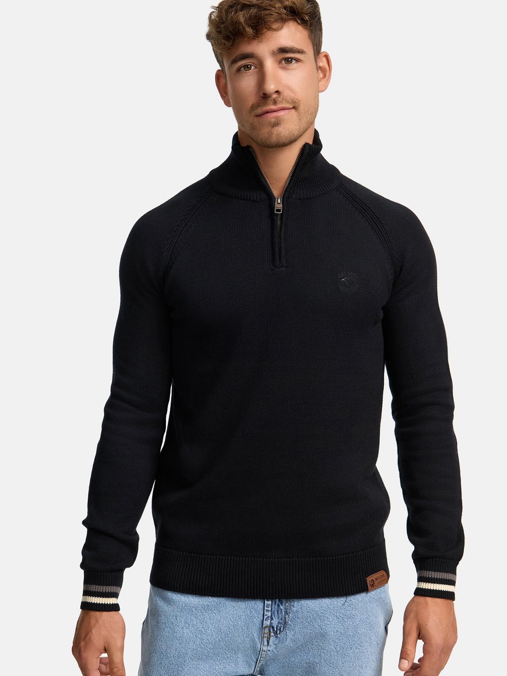 Indicode Strickpullover Herren Baumwolle schwarz, M