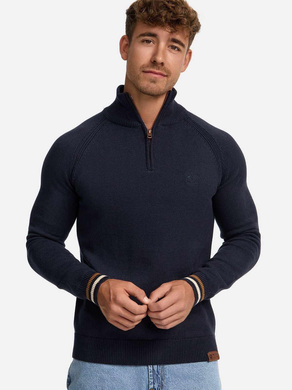 Indicode Strickpullover Herren Baumwolle blau, L