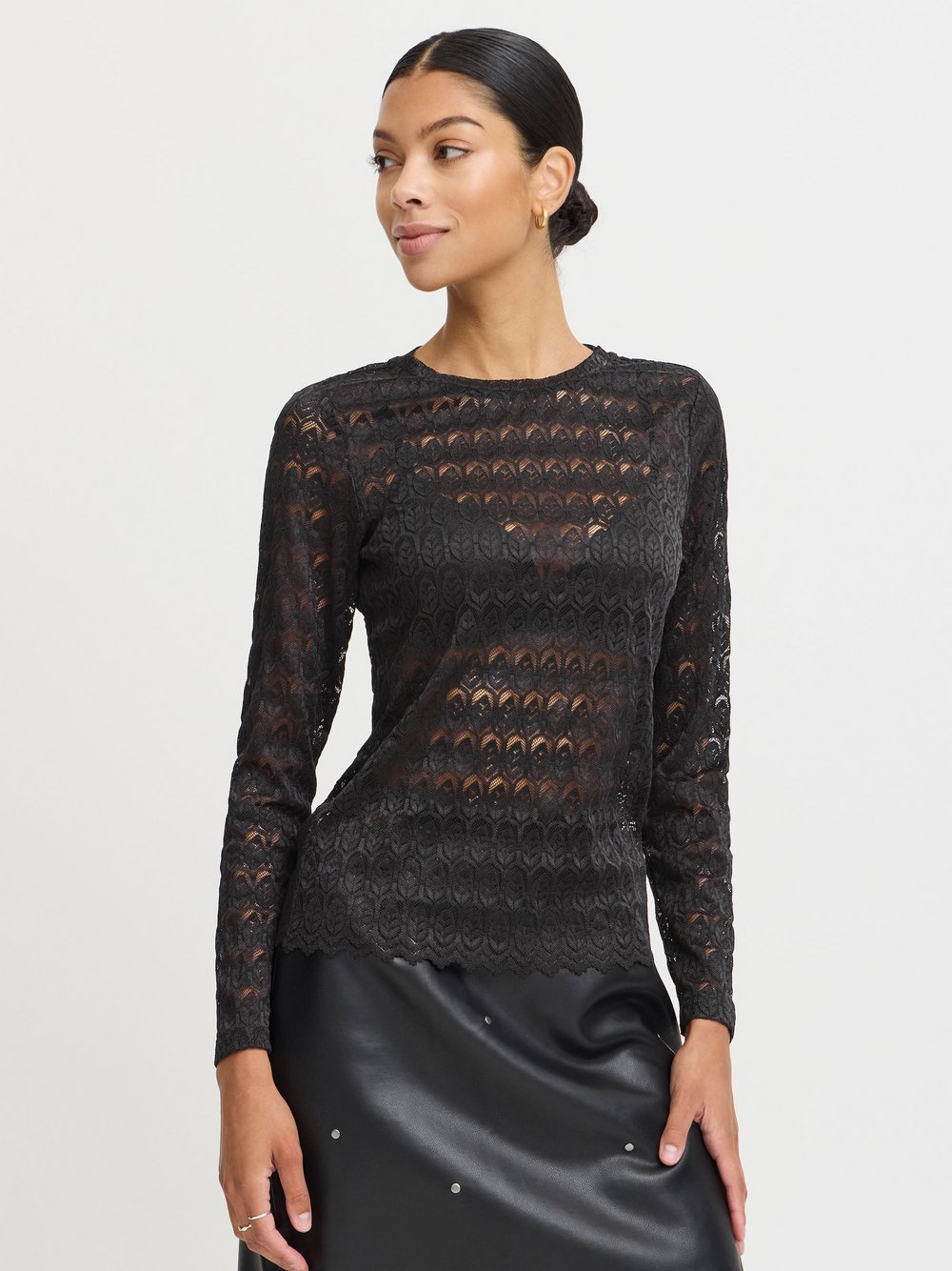 Thumbnail - B.Young Langarmshirt Damen schwarz gemustert, L