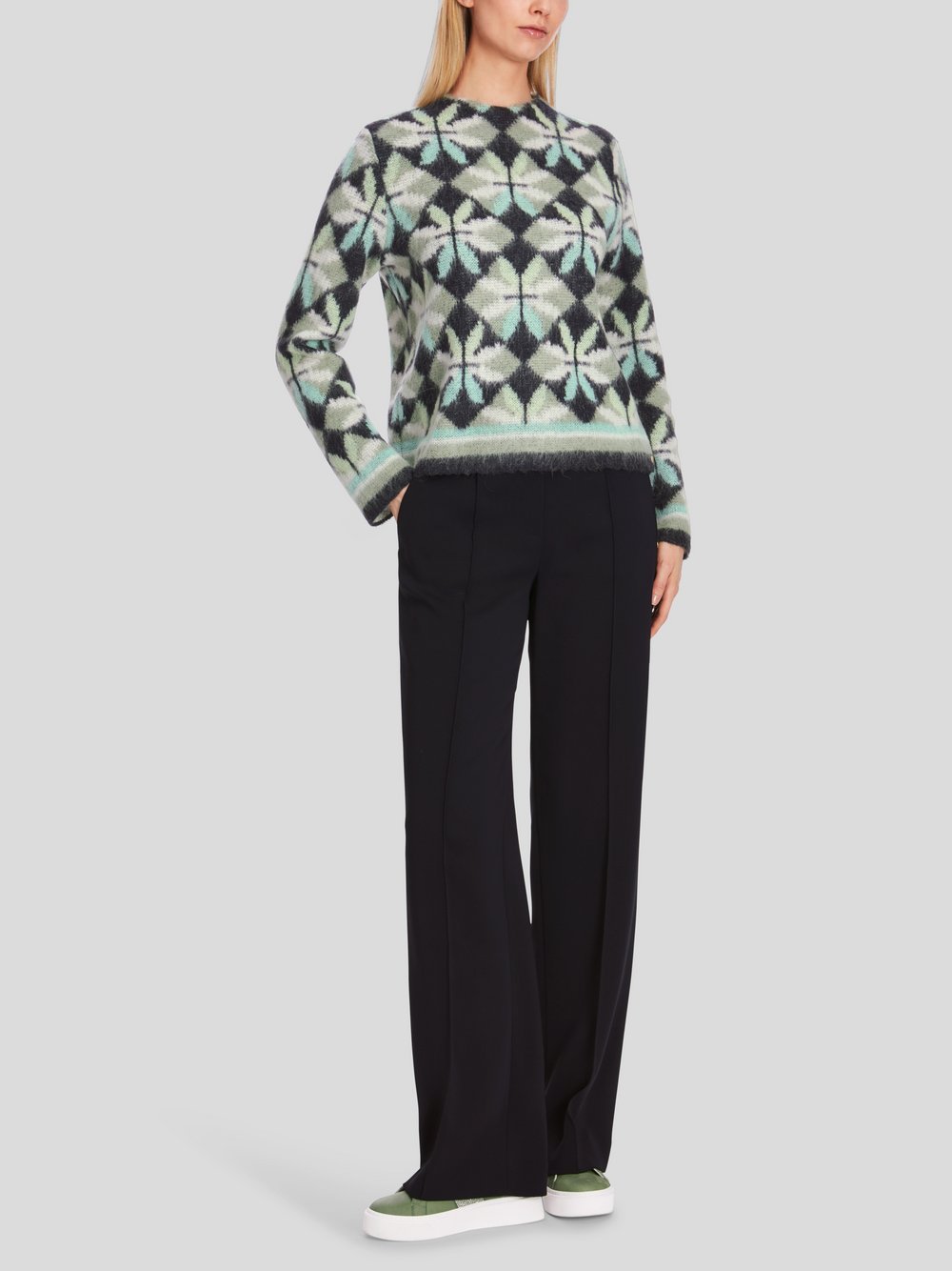 Thumbnail - Marc Cain Pullover Damen Polyamid grün gemustert, 42
