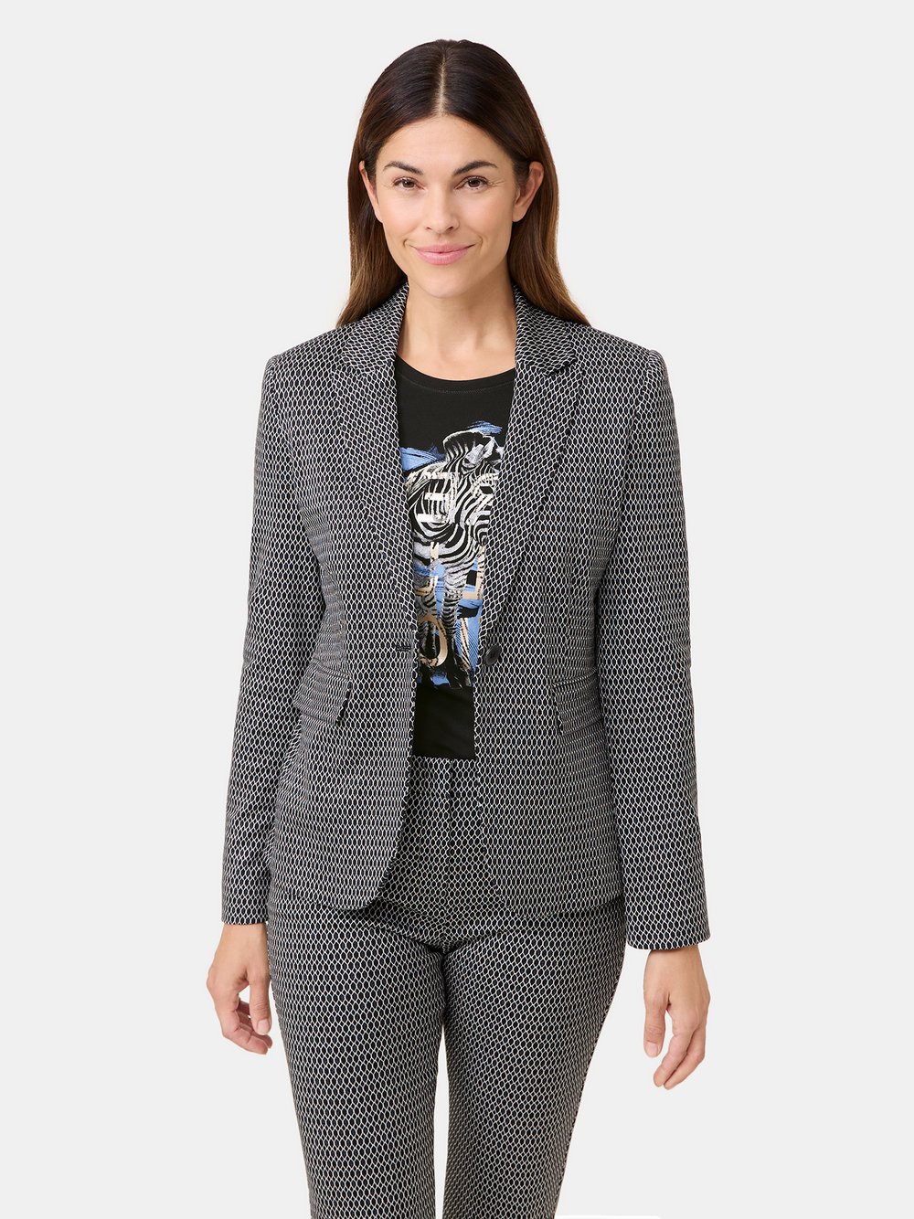 Gerry Weber Blazer Damen Viskose schwarz gemustert, 36