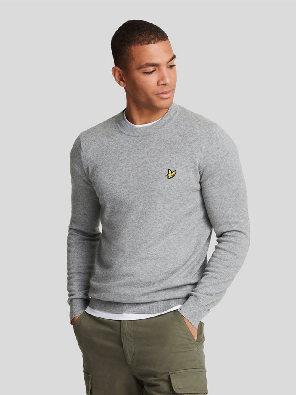 Lyle & Scott Strickpullover Herren Baumwolle grau, XL