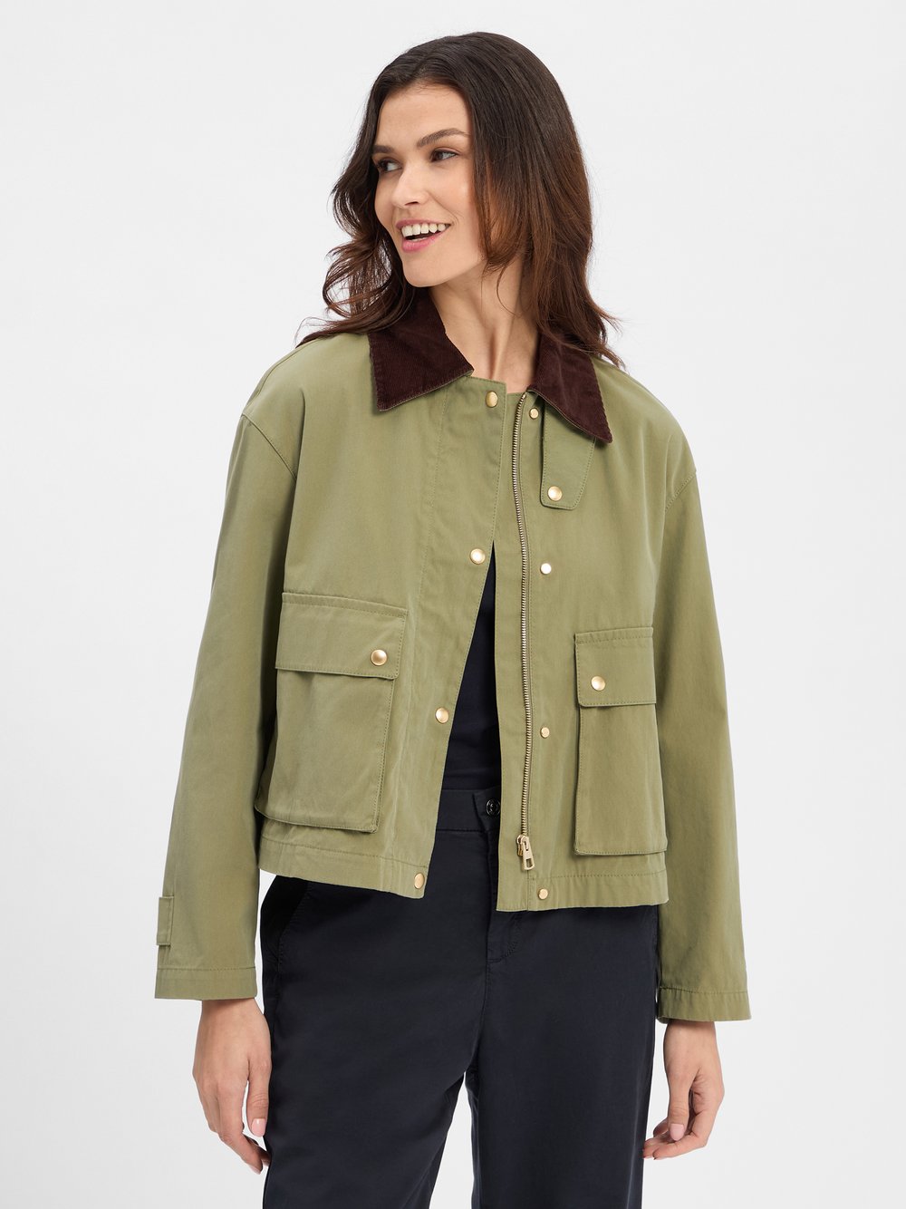 Thumbnail - Marc O'Polo Übergangsjacke Damen Baumwolle grün, 42