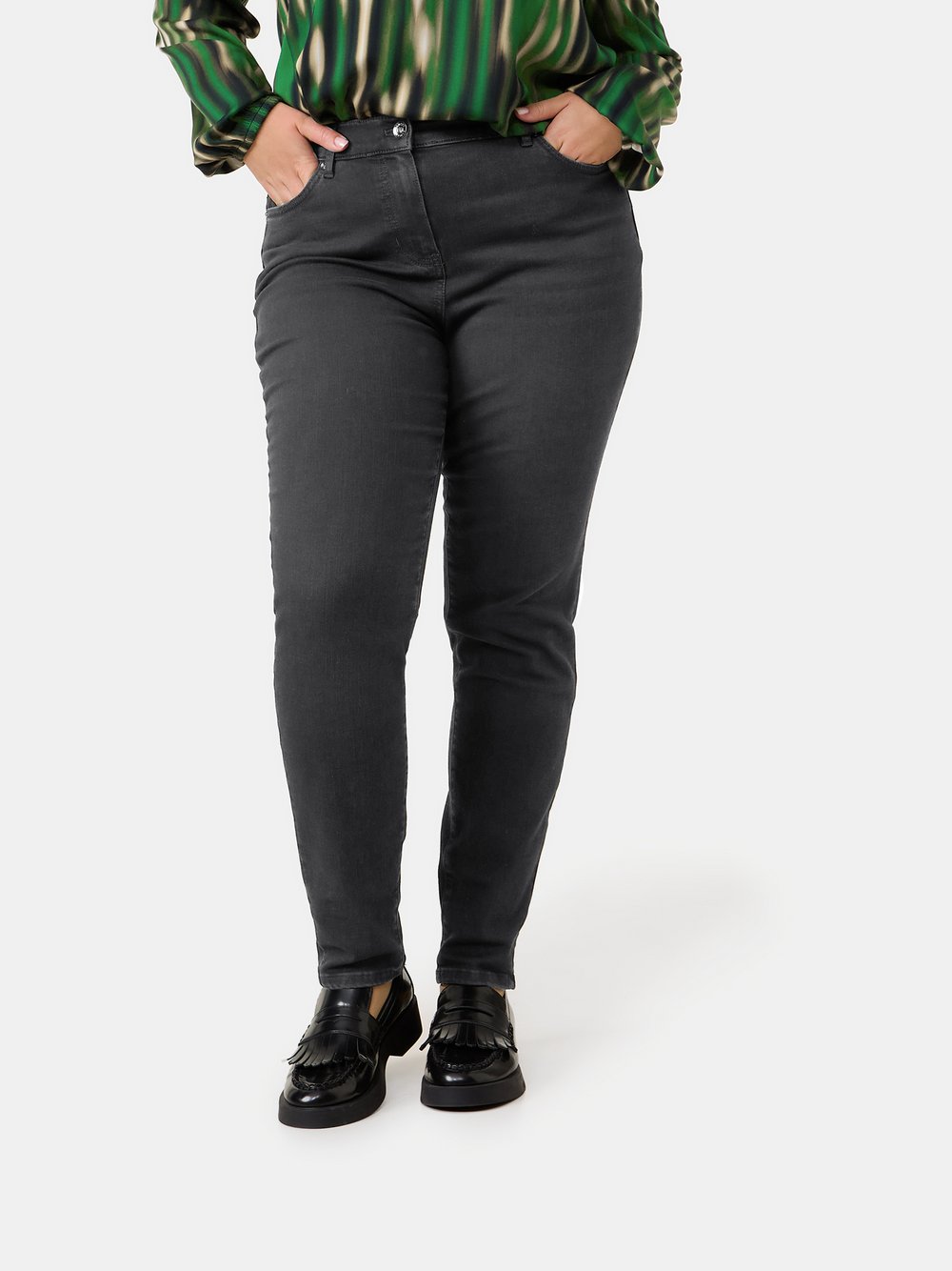 Samoon 5-Pocket Jeans Damen Baumwolle schwarz, 52