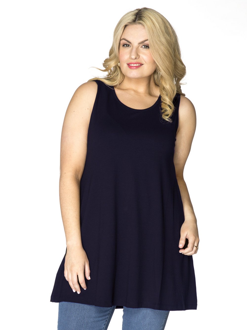 YOEK Top Damen Baumwolle blau, XXL