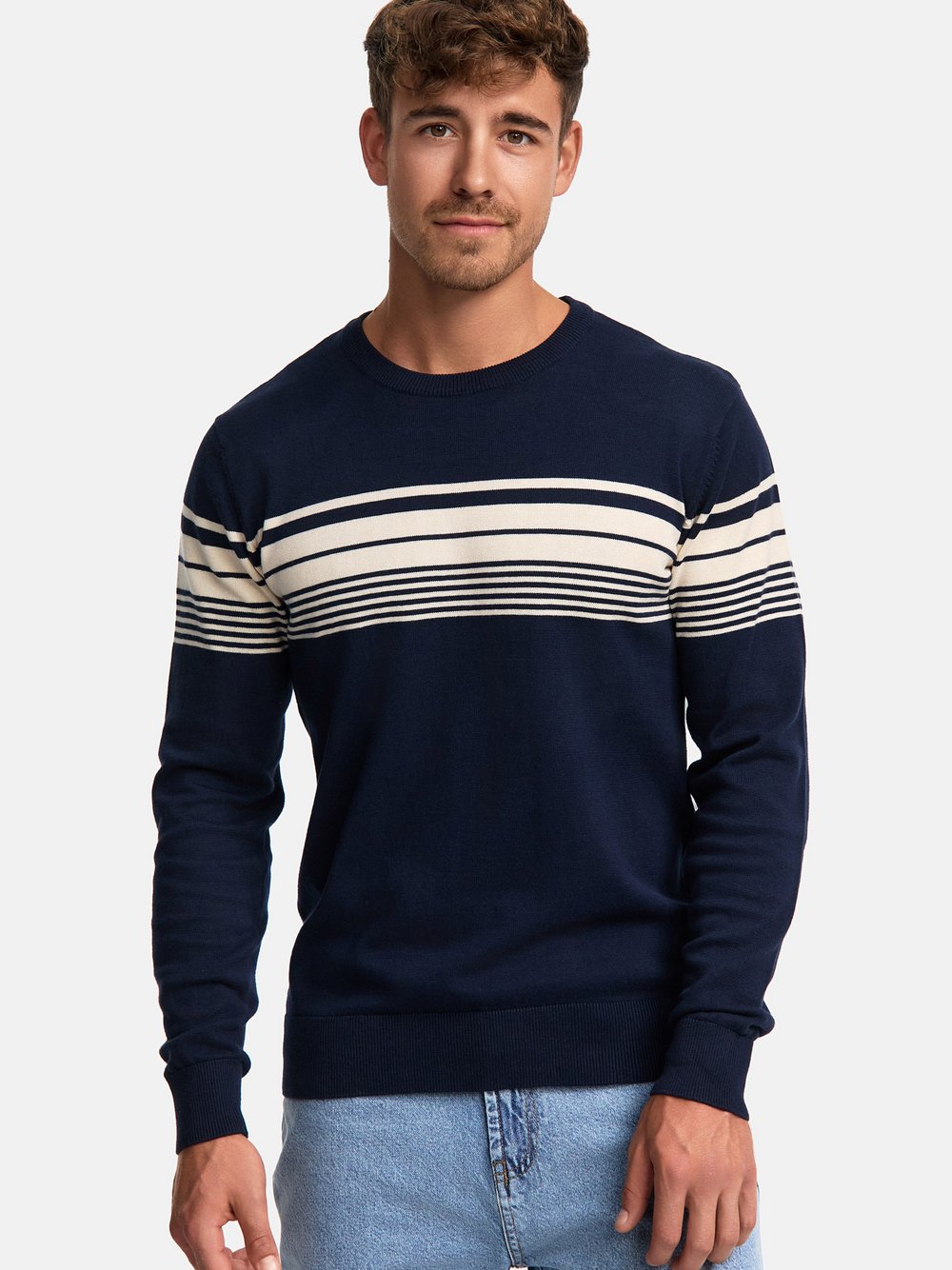 Indicode Strickpullover Herren Baumwolle blau, M