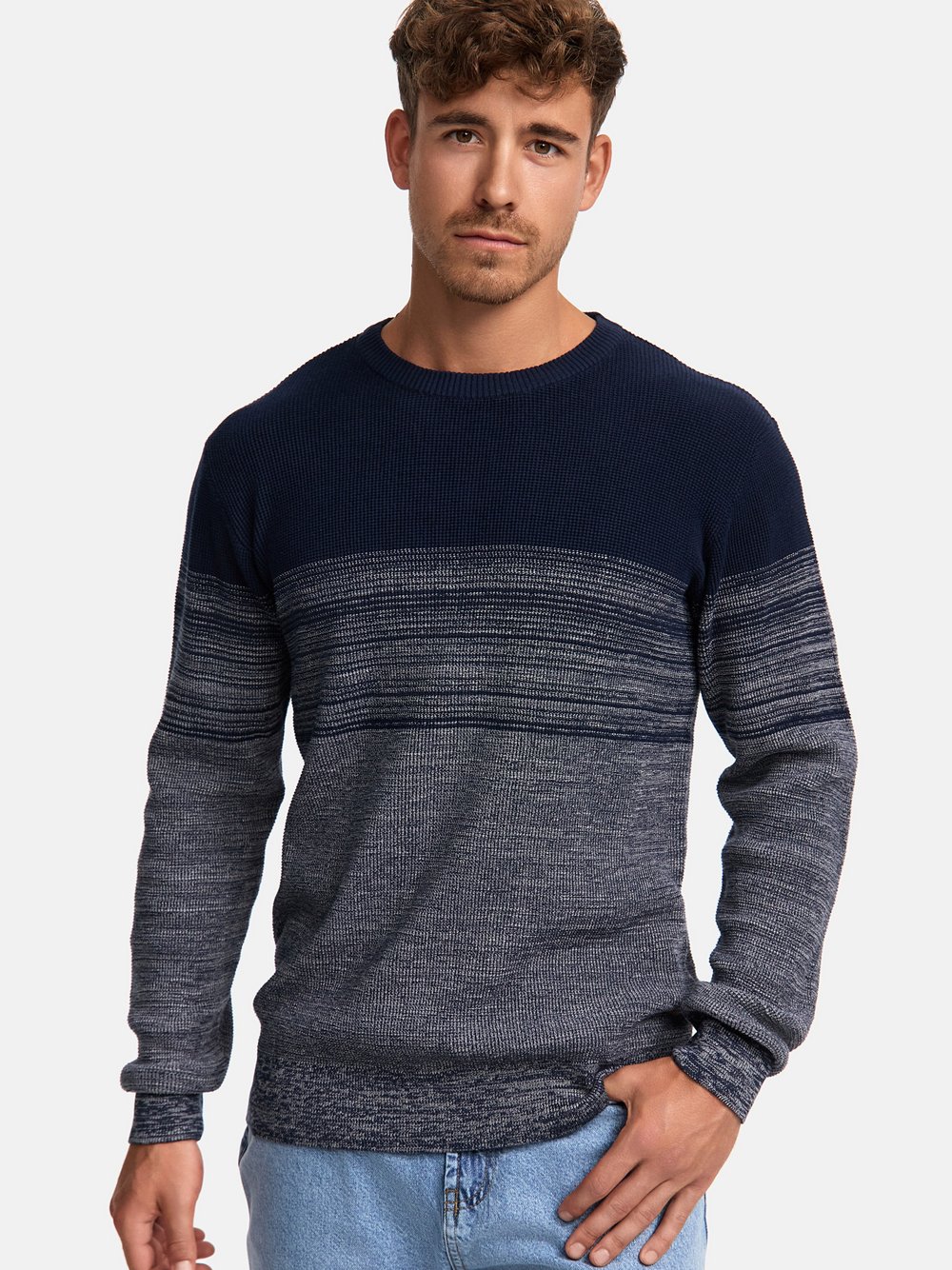 Indicode Strickpullover Herren Baumwolle grau, L