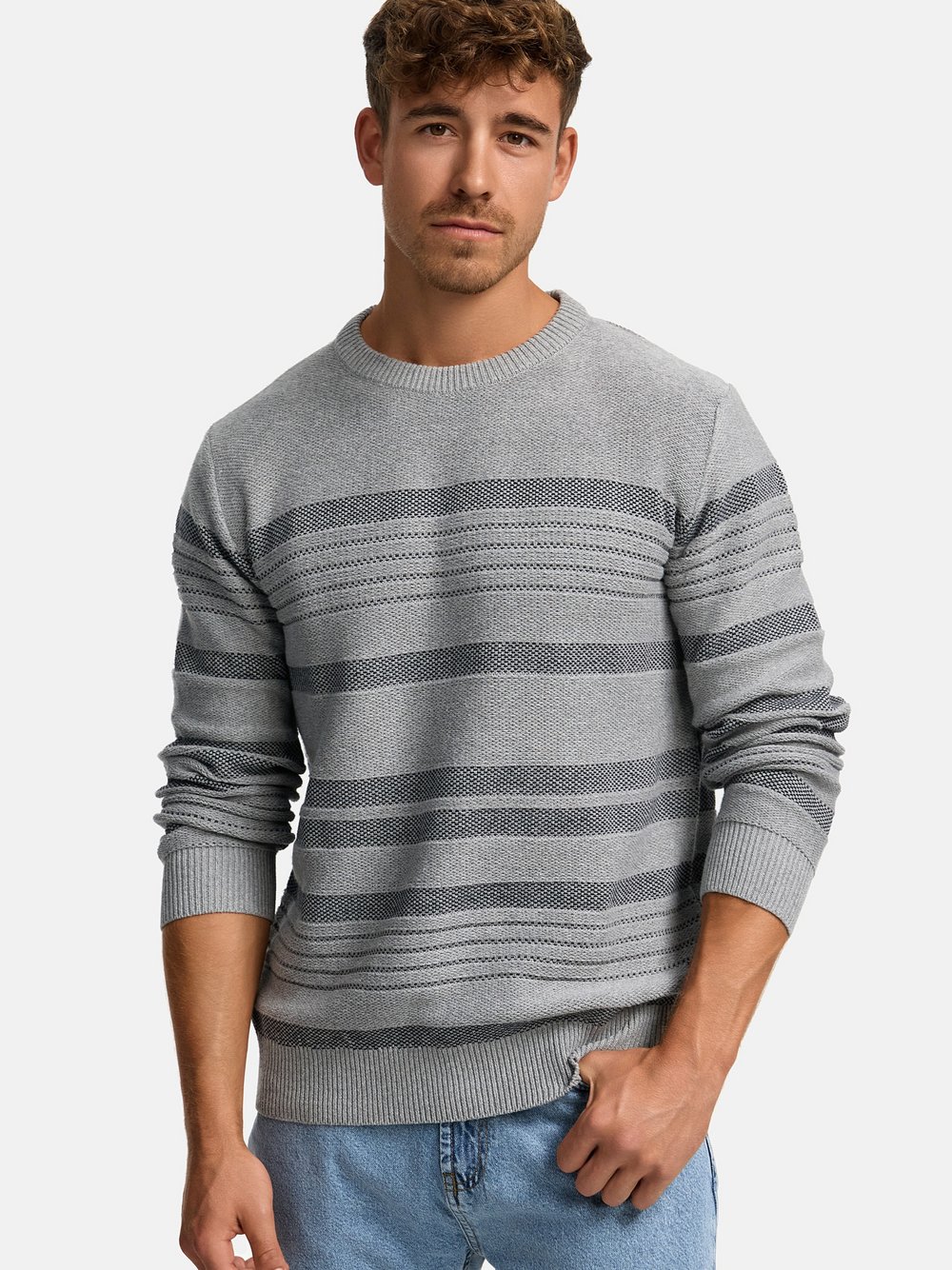 Indicode Strickpullover Herren Sweat grau, M