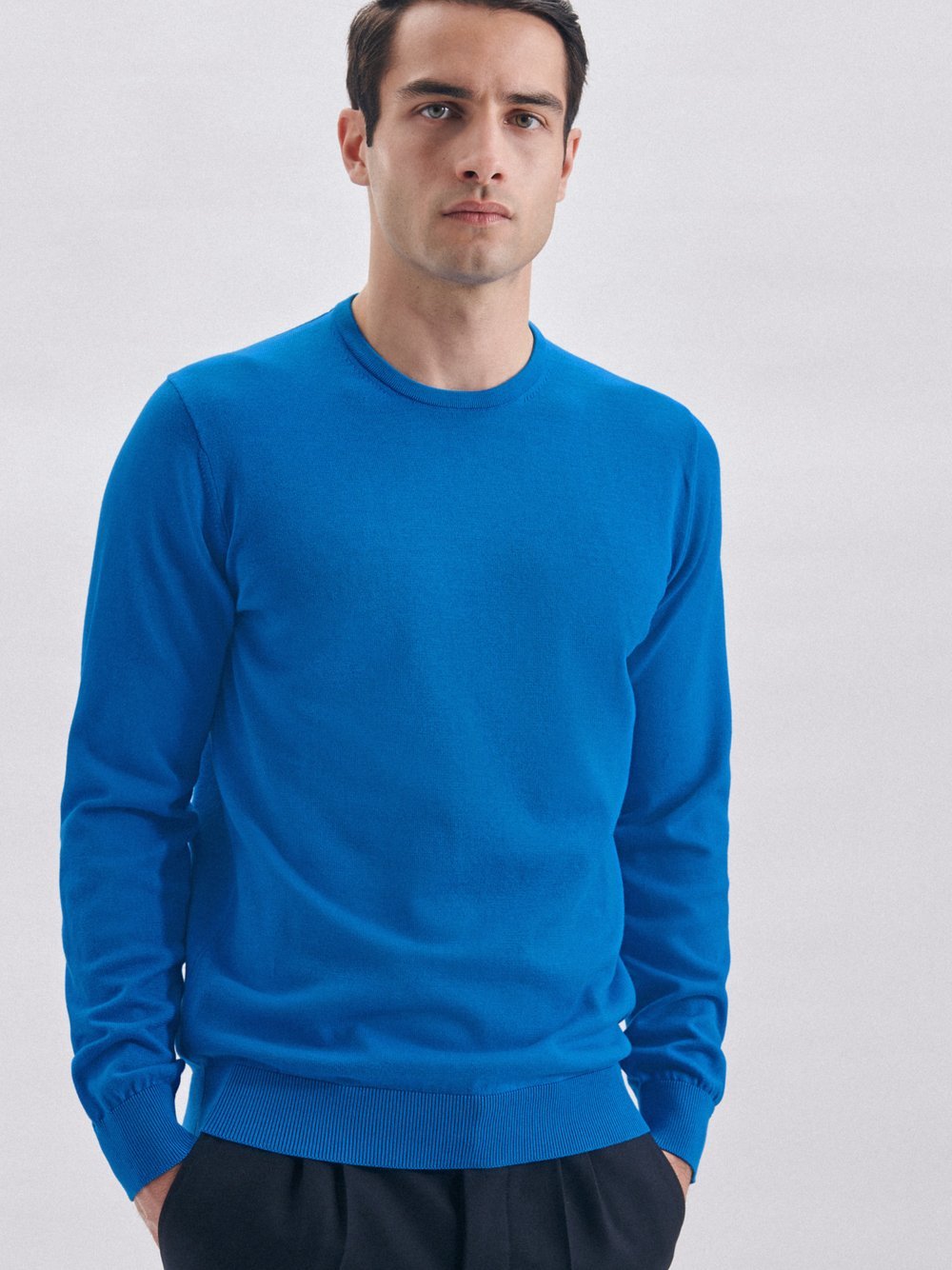 Seidensticker Pullover Herren Baumwolle blau, M