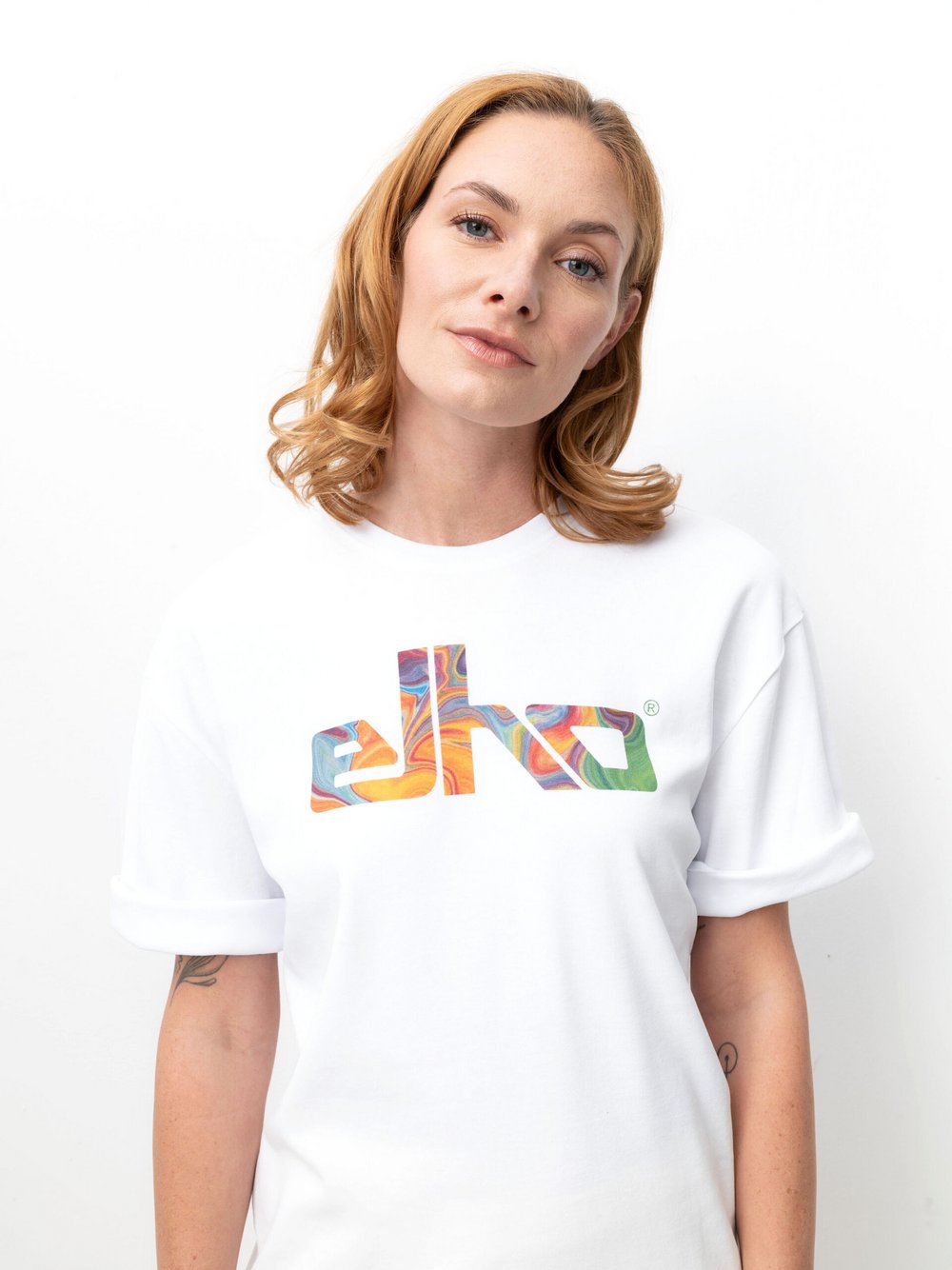 Elho T-Shirt INNSBRUCK Damen Baumwolle weiß bedruckt, L