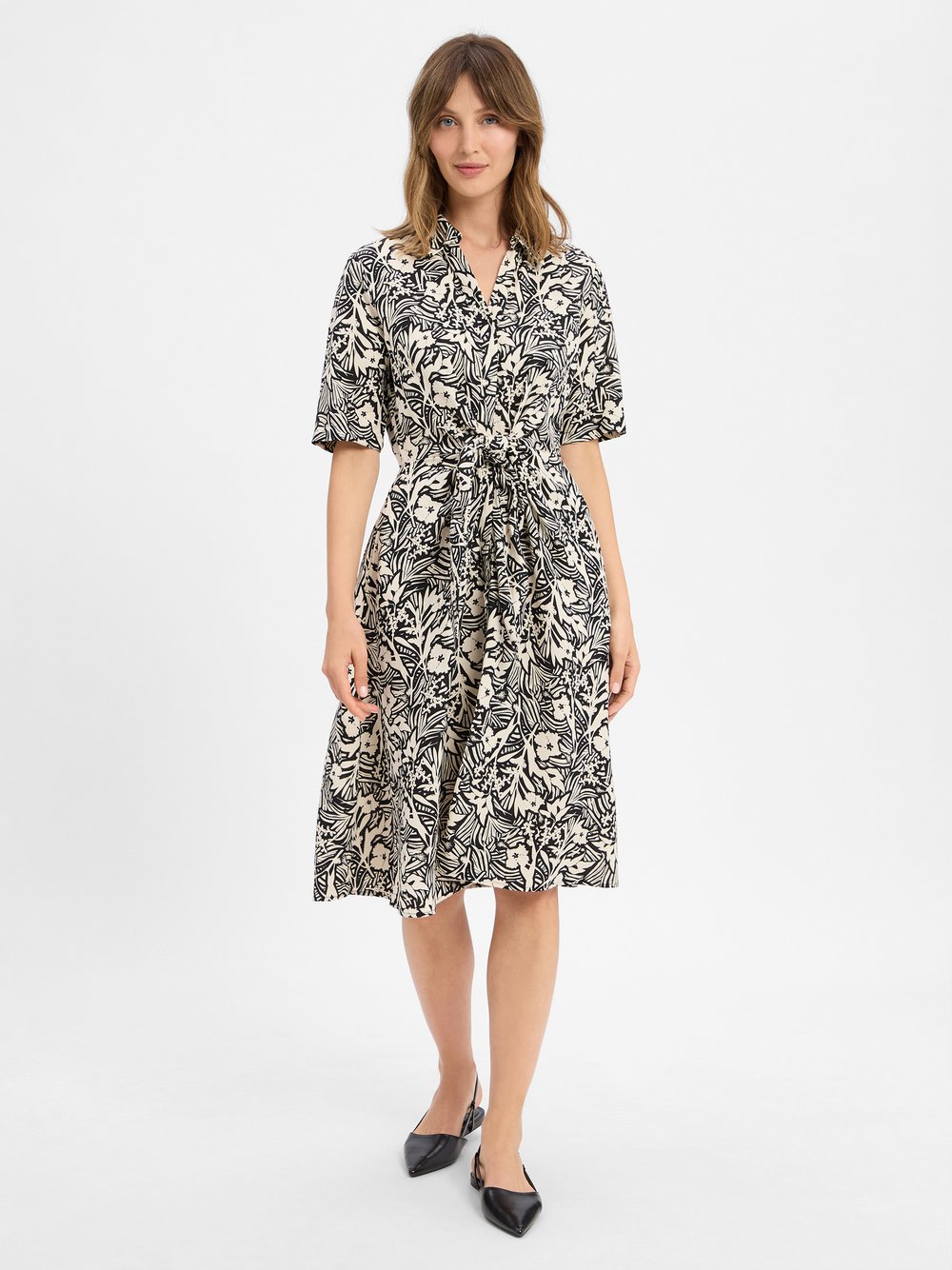 Tommy Hilfiger Blusenkleid mit Leinen-Anteil Damen mehrfarbig gemustert, 40