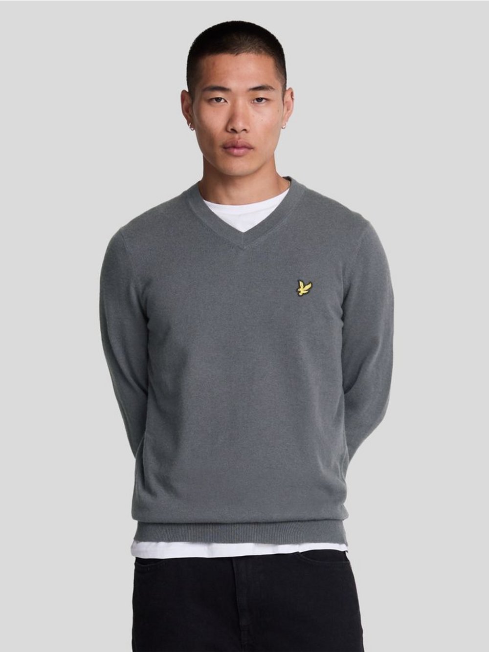 Lyle & Scott Strickpullover Herren Baumwolle grau, M