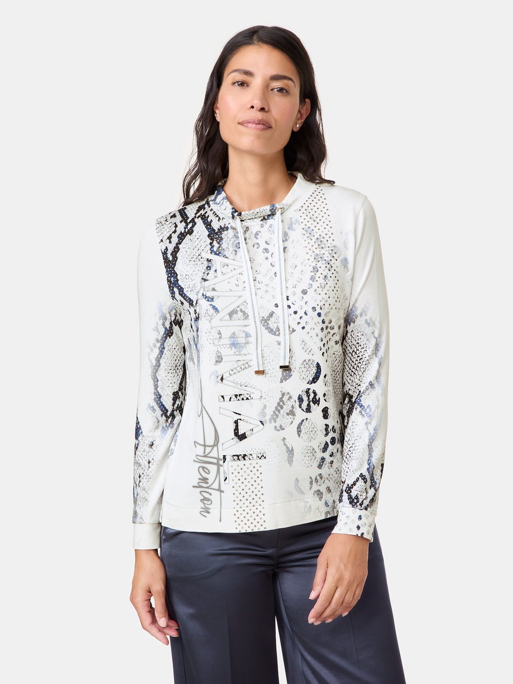 Gerry Weber Langarmshirt Damen Viskose weiß gemustert, 40