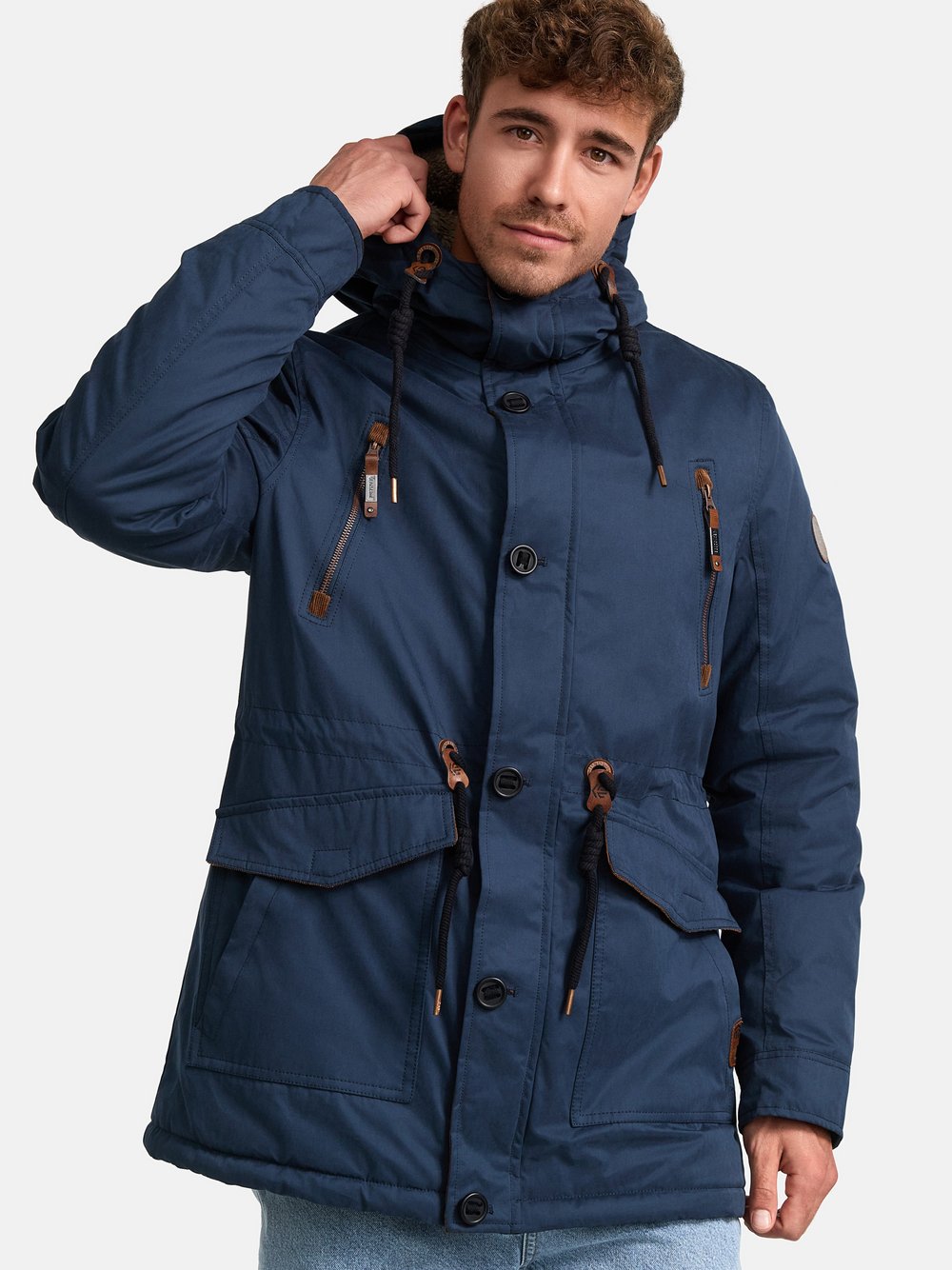 Indicode Winterjacke Herren Baumwolle blau, L