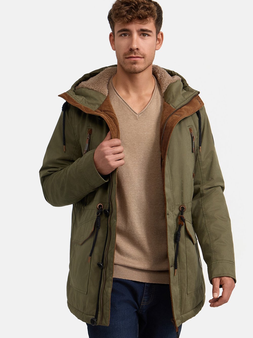 Indicode Winterjacke Herren Baumwolle grün, S