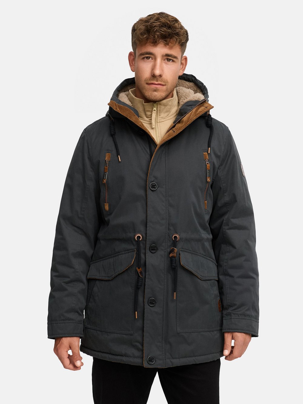 Indicode Winterjacke Herren Baumwolle grau, XXL
