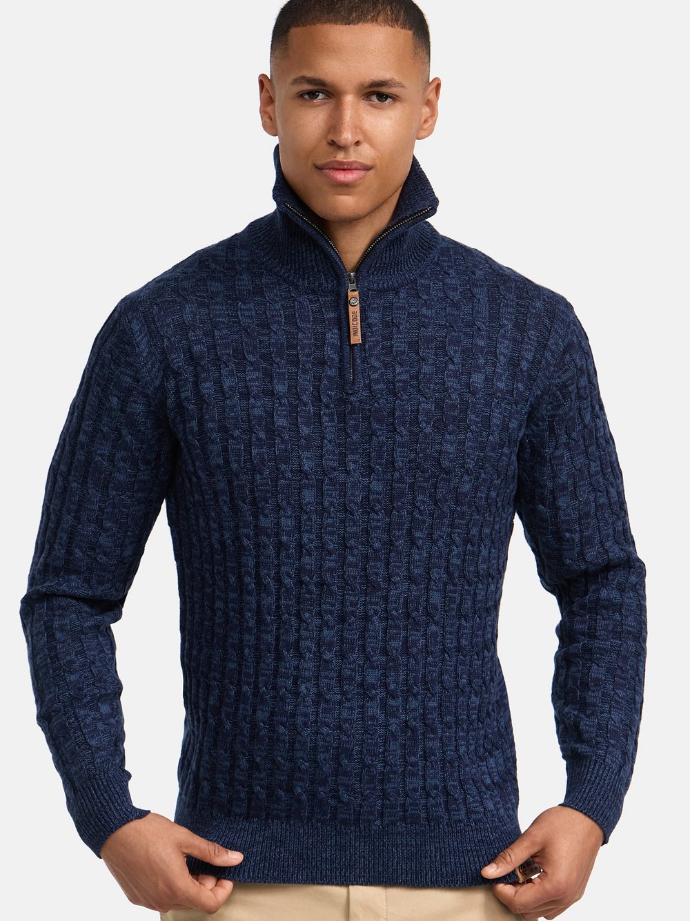 Indicode Strickpullover Herren Baumwolle blau, M