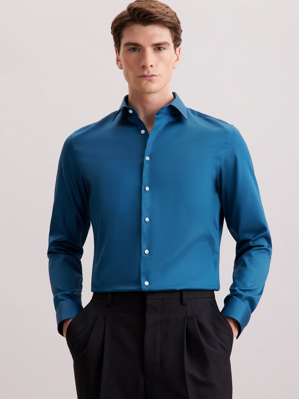 Seidensticker Business Hemd Herren Slim Fit Baumwolle grün, 39