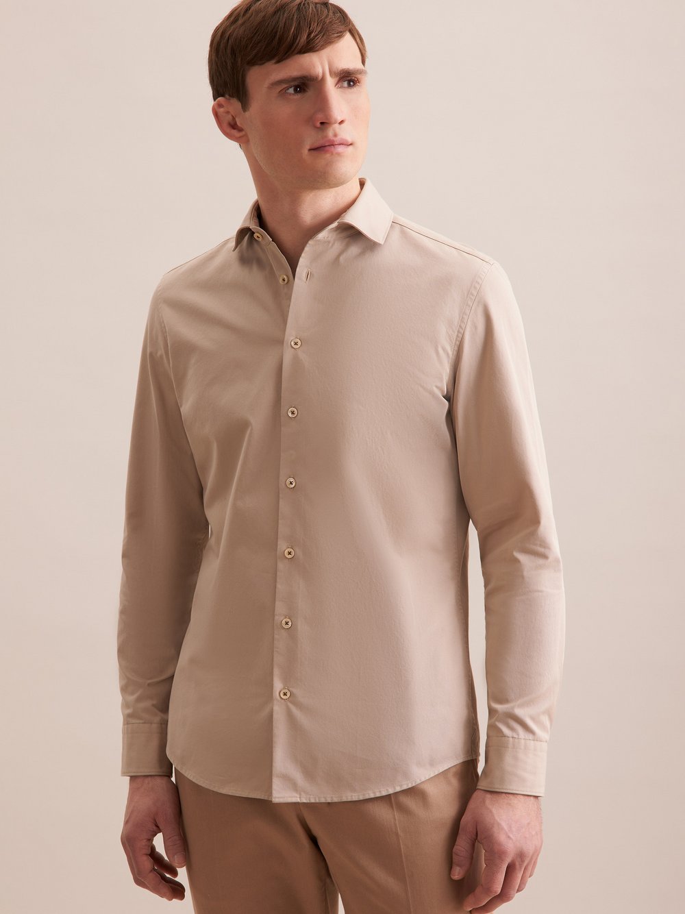 Thumbnail - Seidensticker Casual Hemd Herren Slim Fit Baumwolle beige, 38