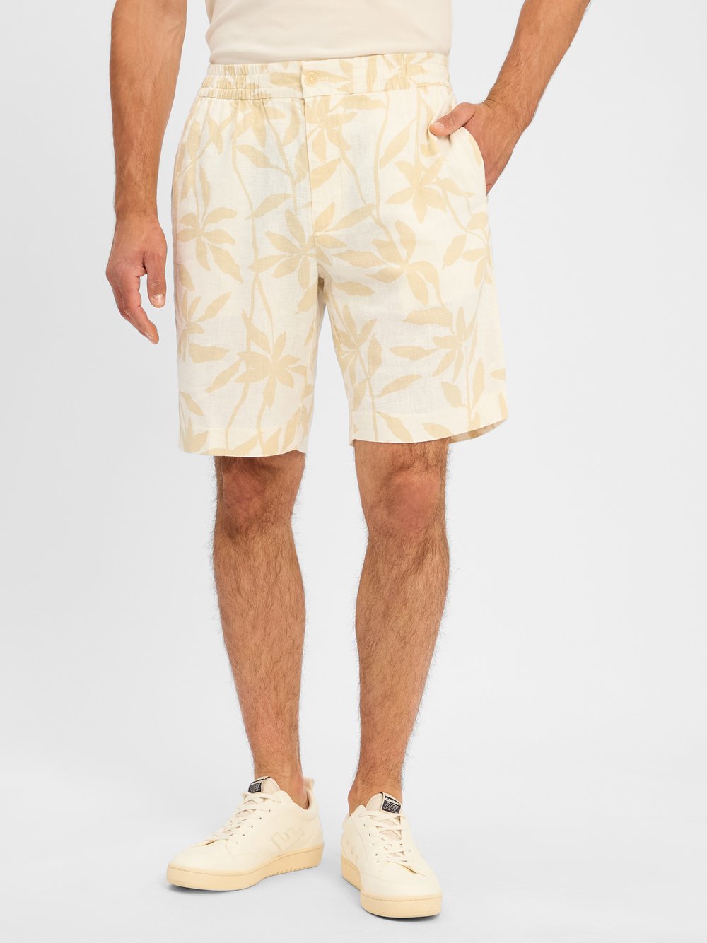 Calvin Klein Bermuda mit Leinen-Anteil Herren beige gemustert, 32