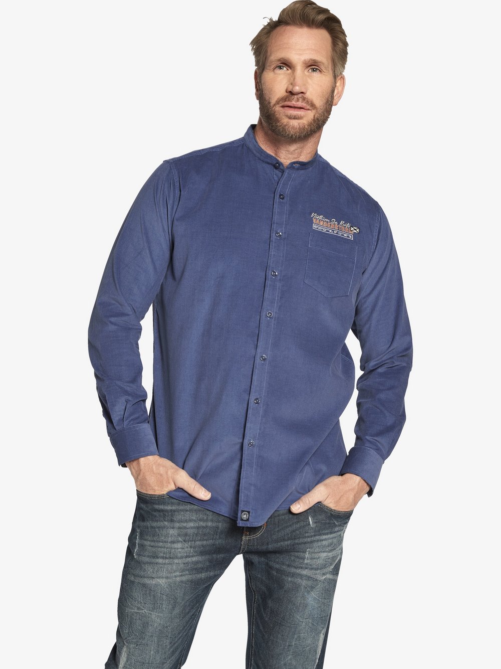 Thumbnail - Jan Vanderstorm Cordhemd Herren Comfort Fit Baumwolle blau, L