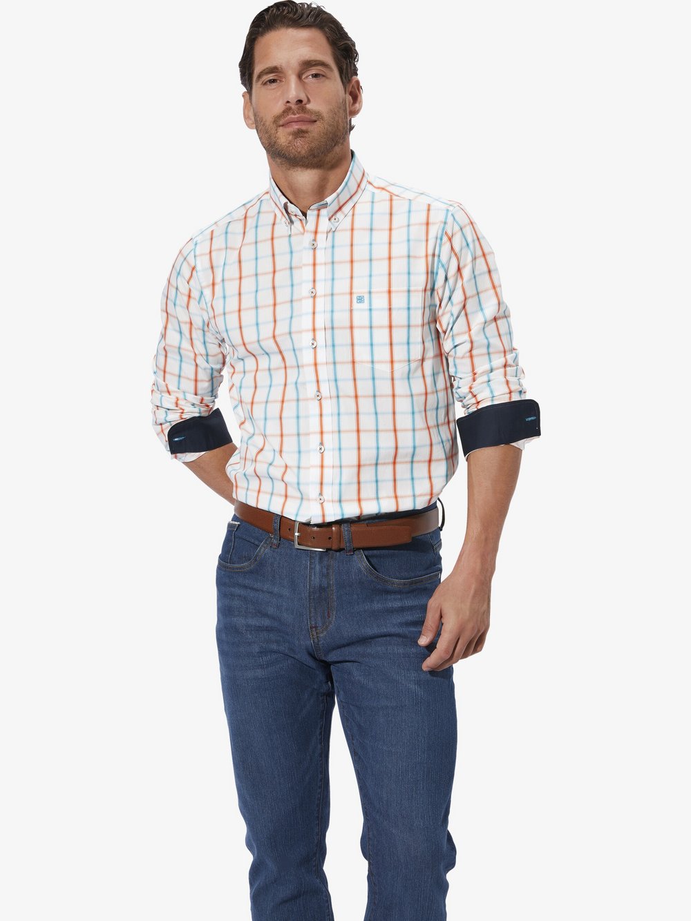 BABISTA Hemd Herren Regular Fit Baumwolle blau kariert, M