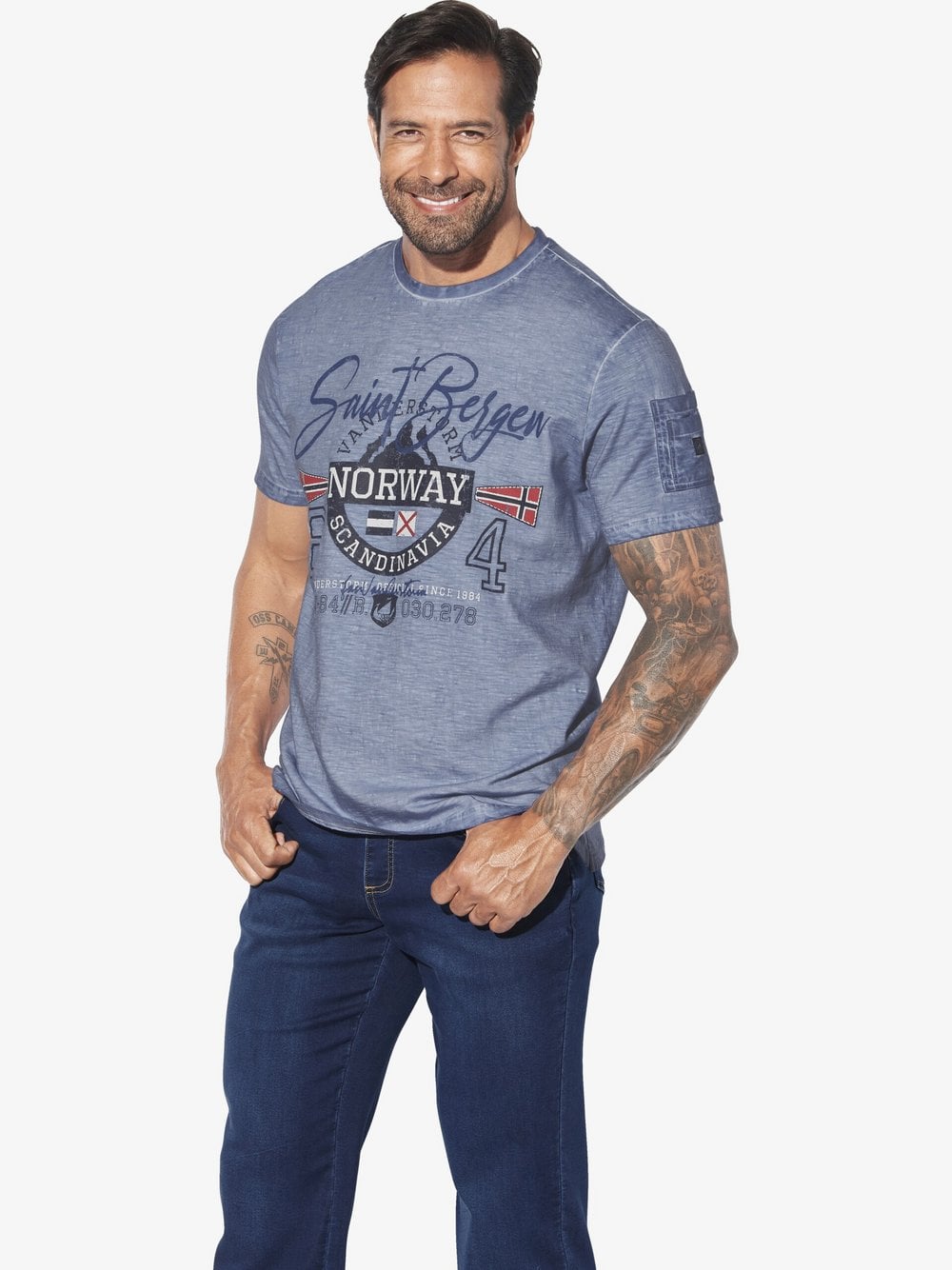 Thumbnail - Jan Vanderstorm T-Shirt Herren Baumwolle blau, 7XL