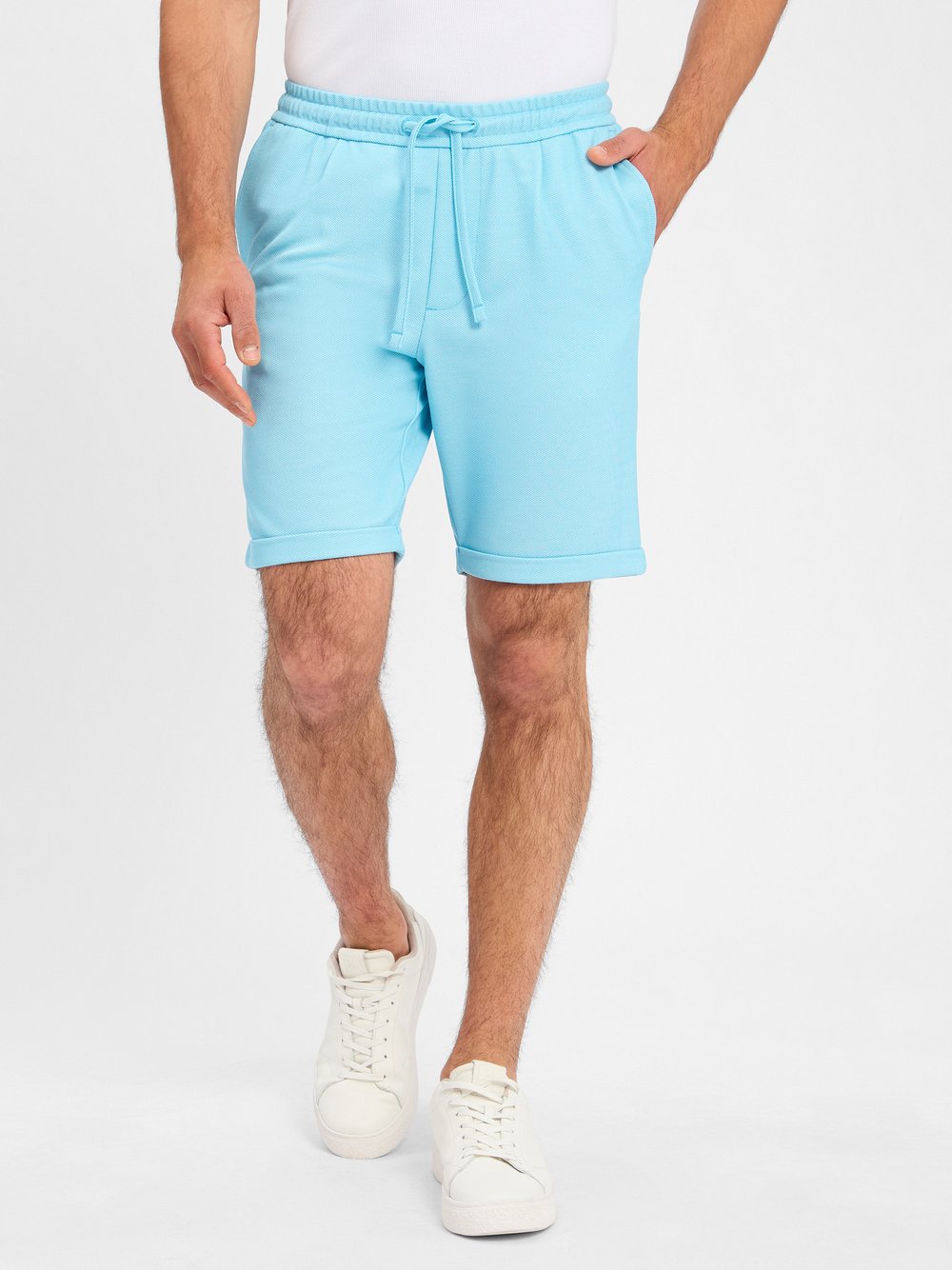Nils Sundström Sweatshorts Herren blau strukturiert, XL