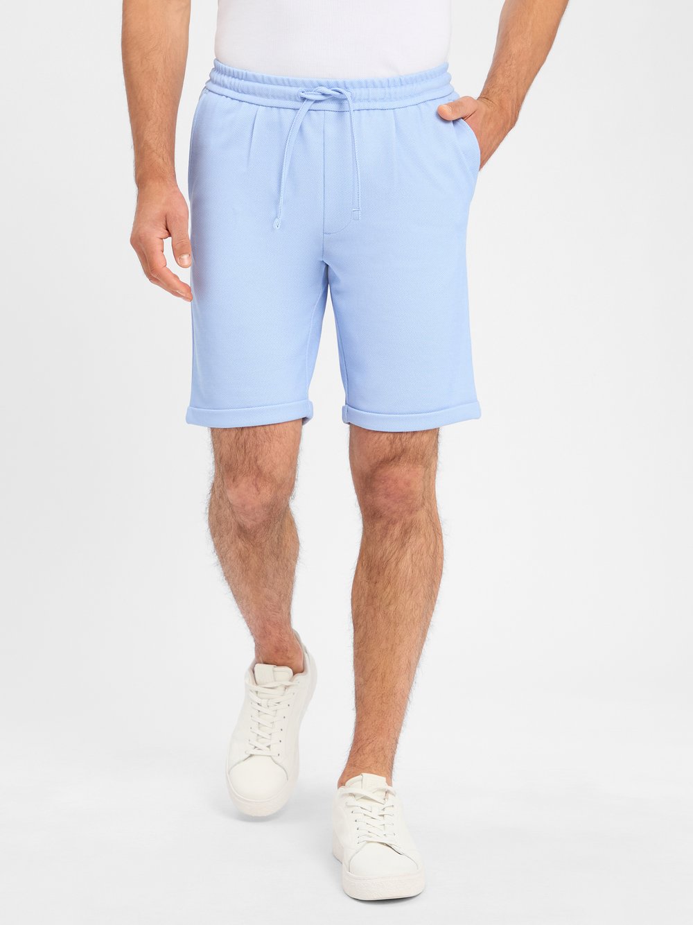 Nils Sundström Sweatshorts Herren blau strukturiert, XL
